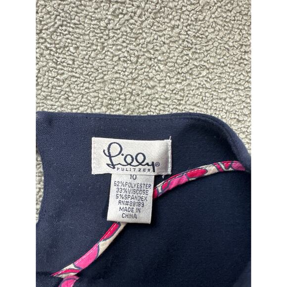Lilly Pulitzer Dress Size 10 Navy Blue Career Knee Length Classic Nautical - Picture 3 of 7